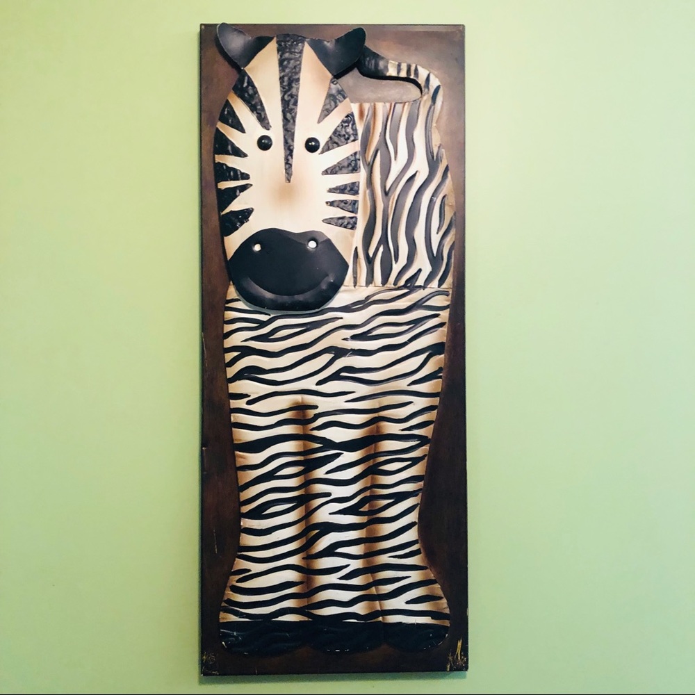 Metal zebra wall art decor 28.5x12 inches